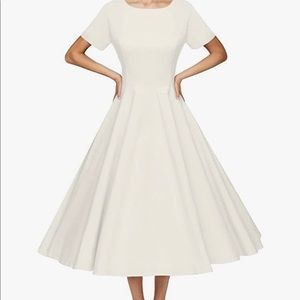 NWT - Gown Town Vintage Stretchy Swing Dress - White - Size Small